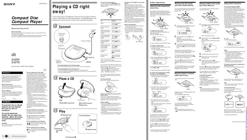 Sony D-E707 operating instructions