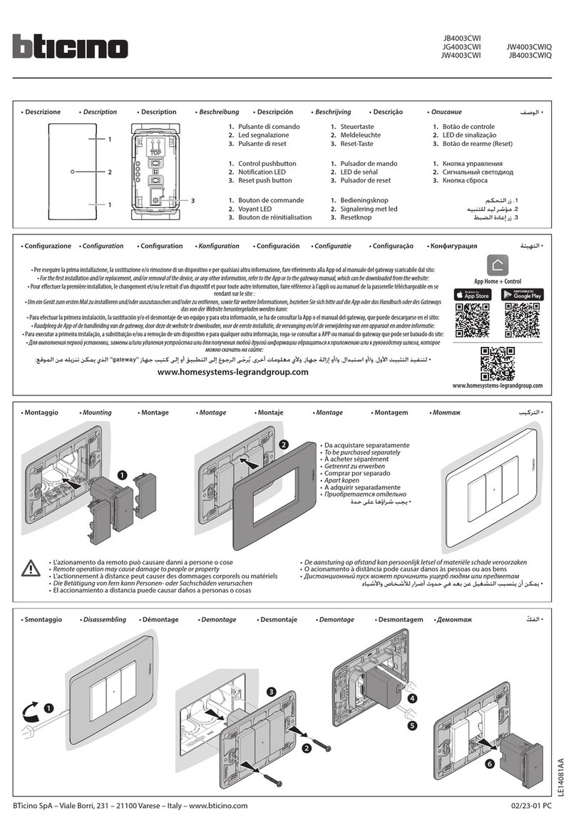 Bticino JB4003CWI quick start guide