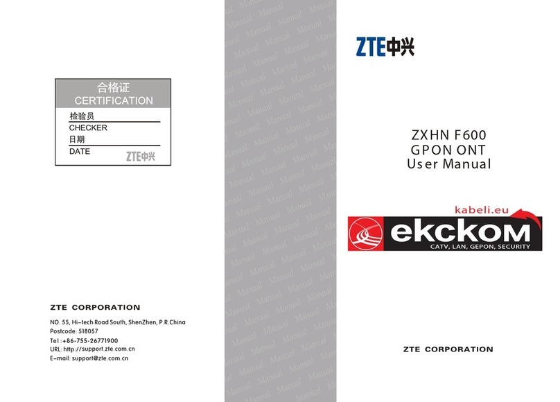Zte GPON ONT ZXHN F600 user manual