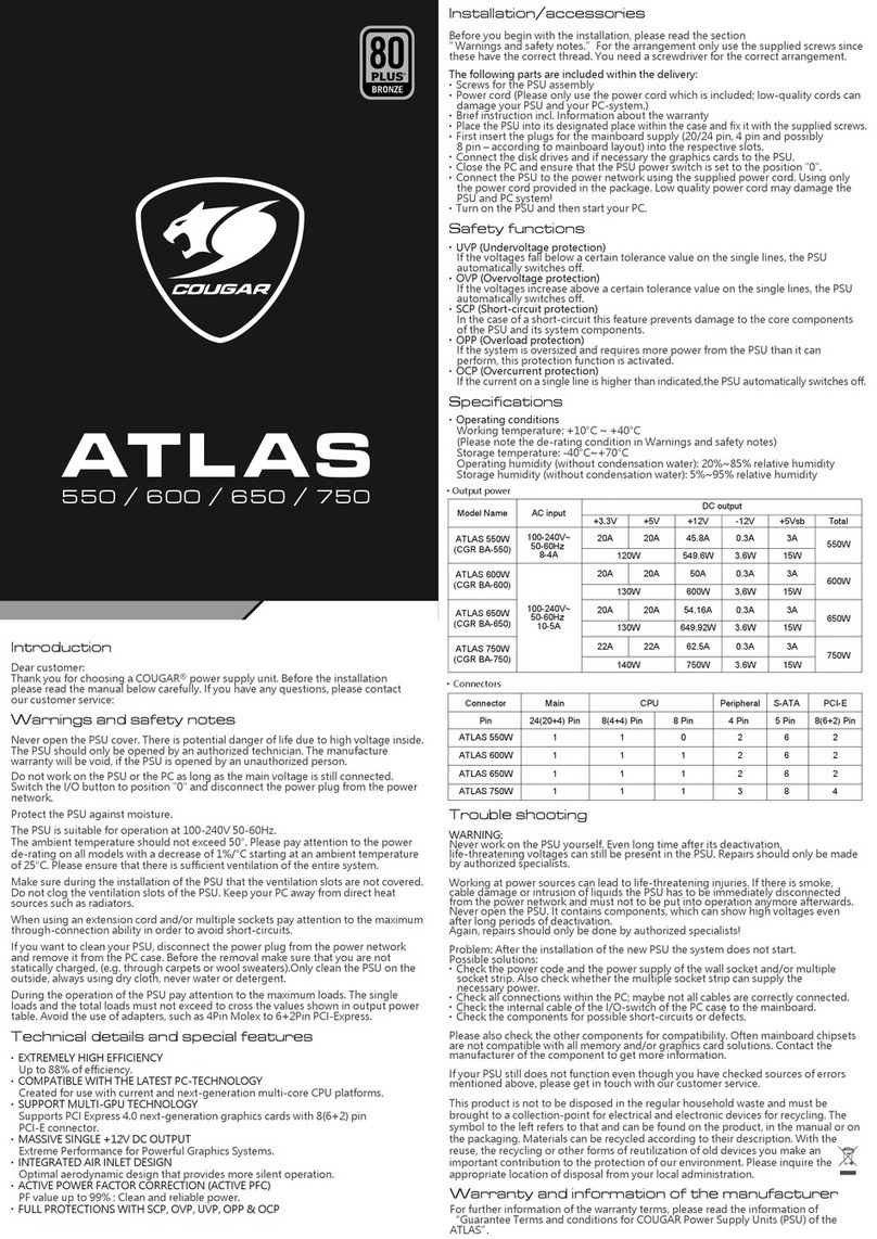 COUGAR ATLAS 550 quick start guide