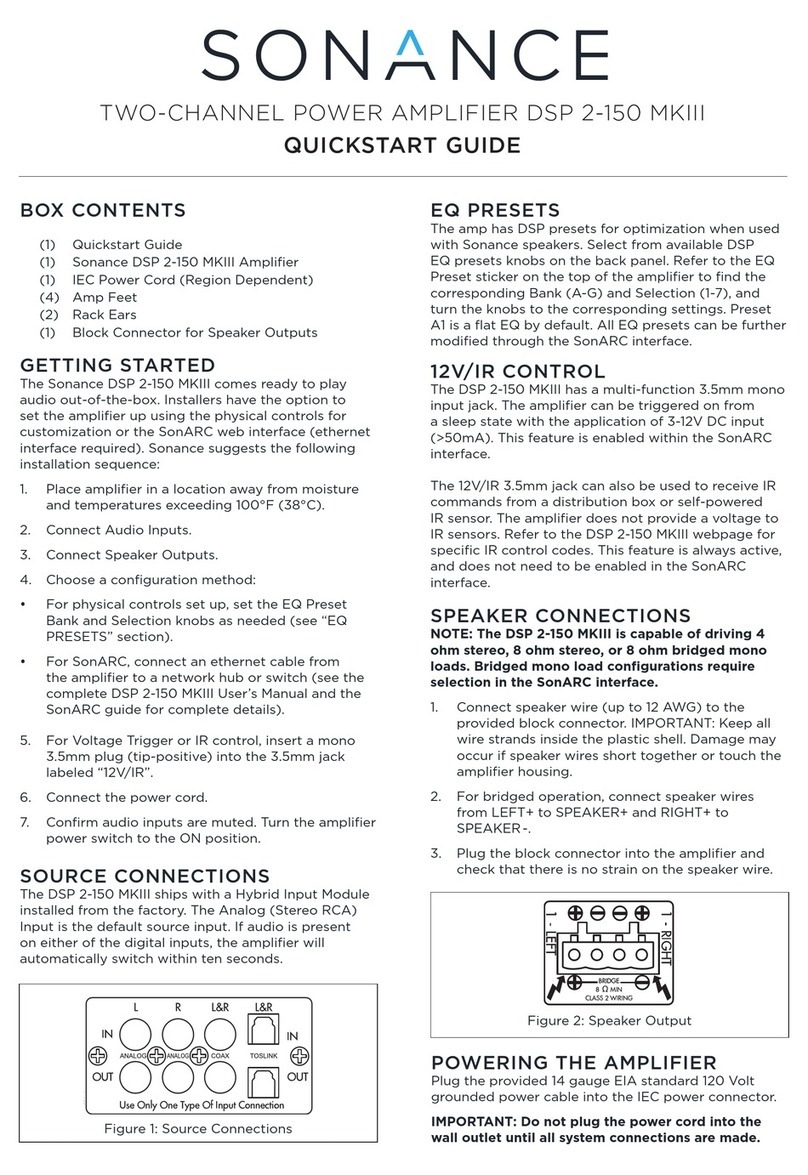 Sonance DSP 2-150 MKIII quick start guide