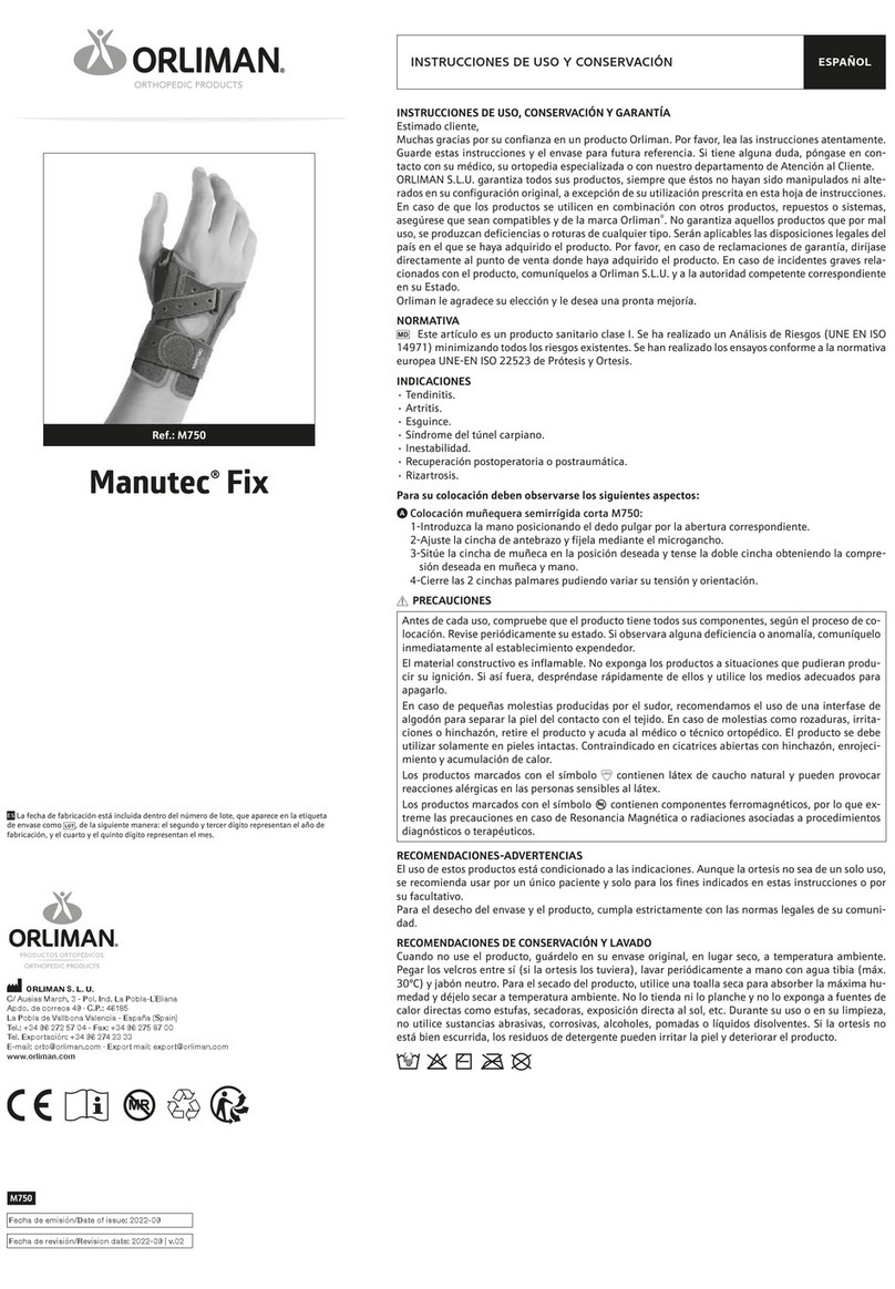 Orliman Manutec Fix Use and maintenance instructions
