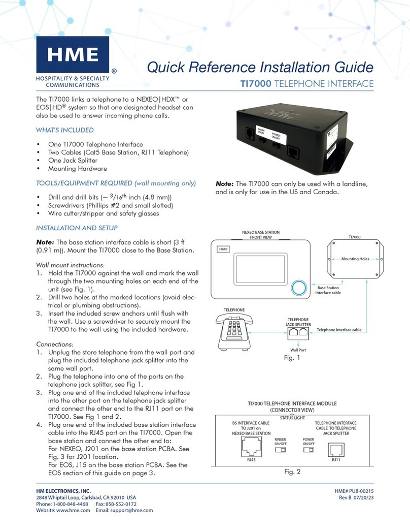 HME TI7000 Quick Reference Installation Guide