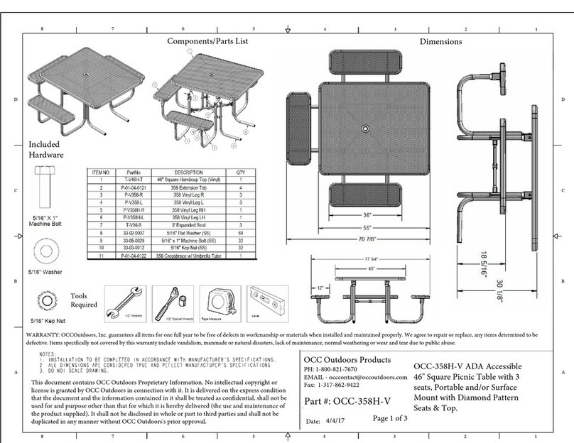 OCC Outdoors Products OCC-358H-V Assembly instructions