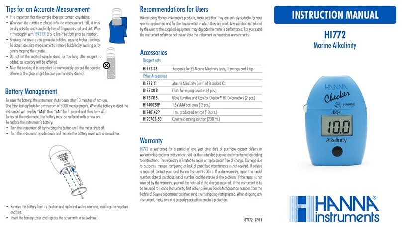 Hanna Instruments HI772 User manual Hanna Instruments HI772 User manual