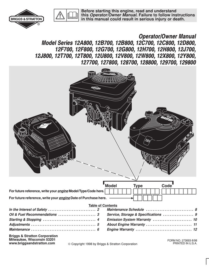 Briggs & Stratton 12X800 Series Operator owner's manual
