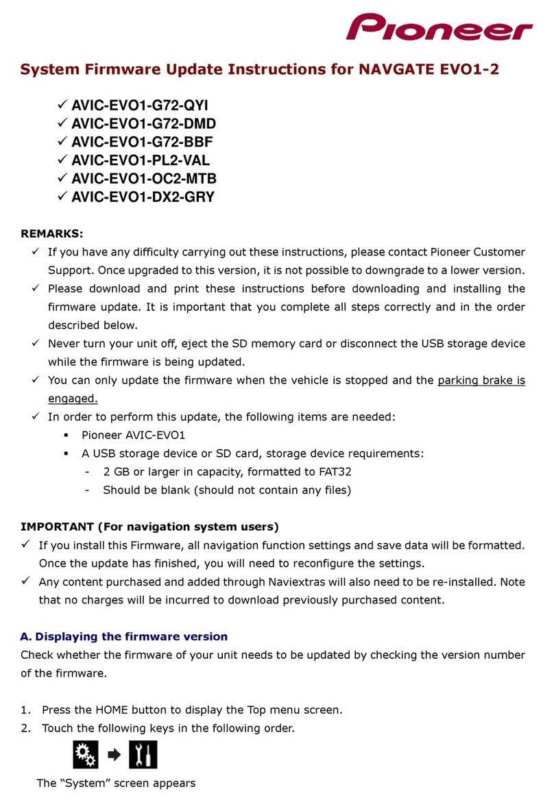 Pioneer AVIC-EVO1-G72-QYI System firmware update instructions