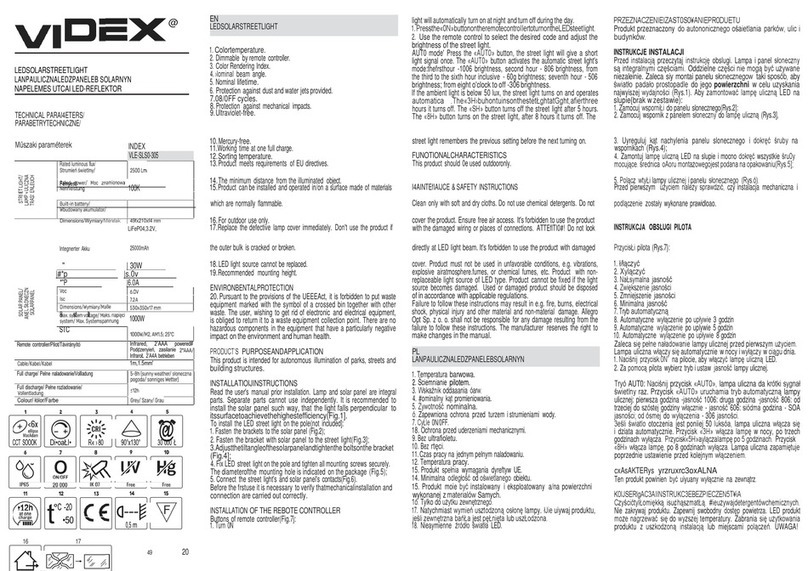 Videx VLE-SLS0-305 quick start guide