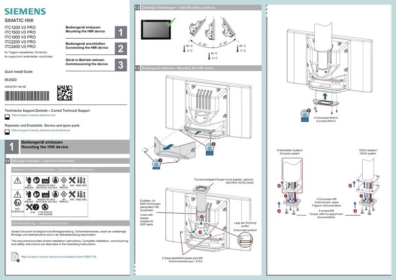 Siemens SIMATIC HMI ITC1200 V3 PRO User manual Siemens SIMATIC HMI ITC1200 V3 PRO User manual