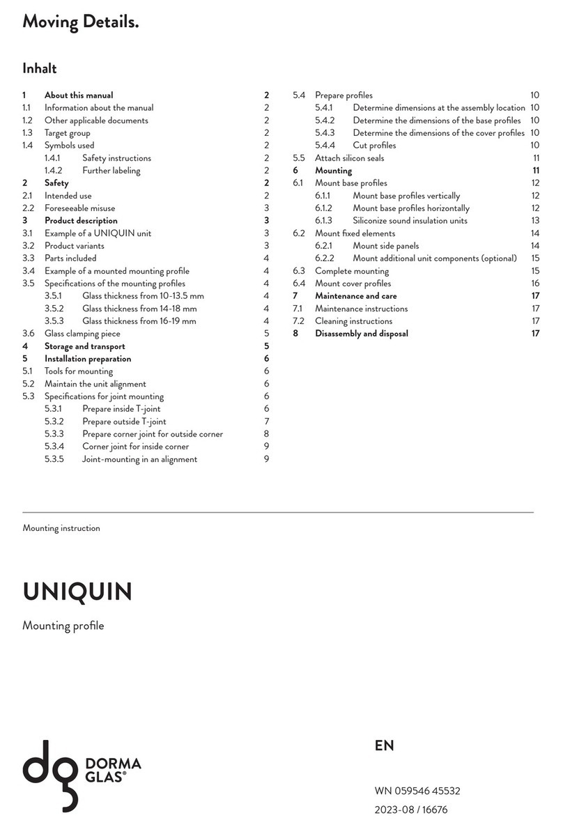 DORMA-Glas UNIQUIN Mounting instruction DORMA-Glas UNIQUIN Mounting instruction