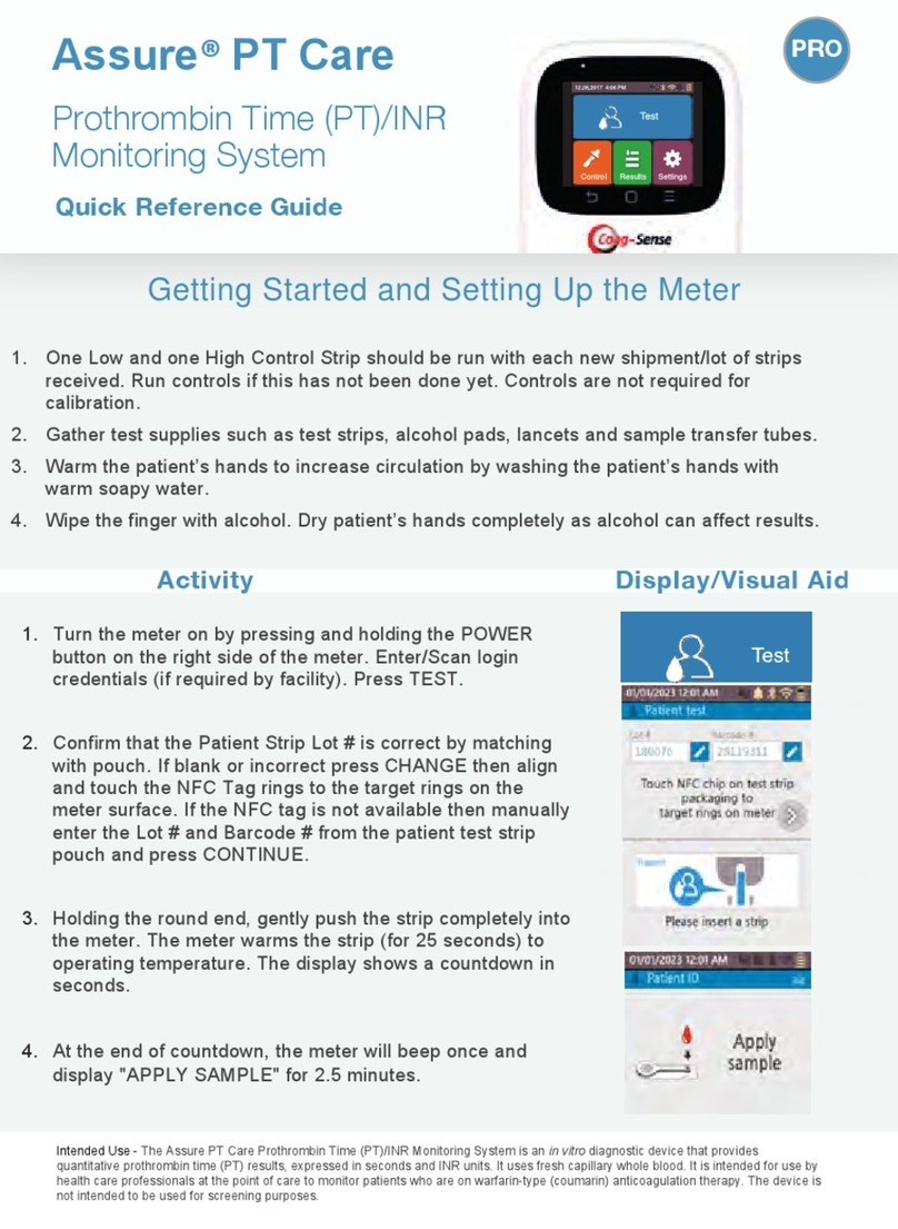 CoaguSense RPO Assure PT Care Quick reference guide CoaguSense RPO Assure PT Care Quick reference guide
