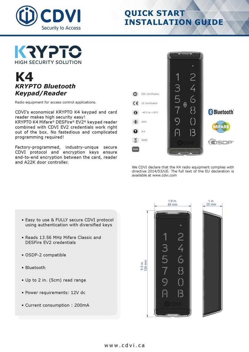 CDVI KRYPTO K4 Quick start installation guide