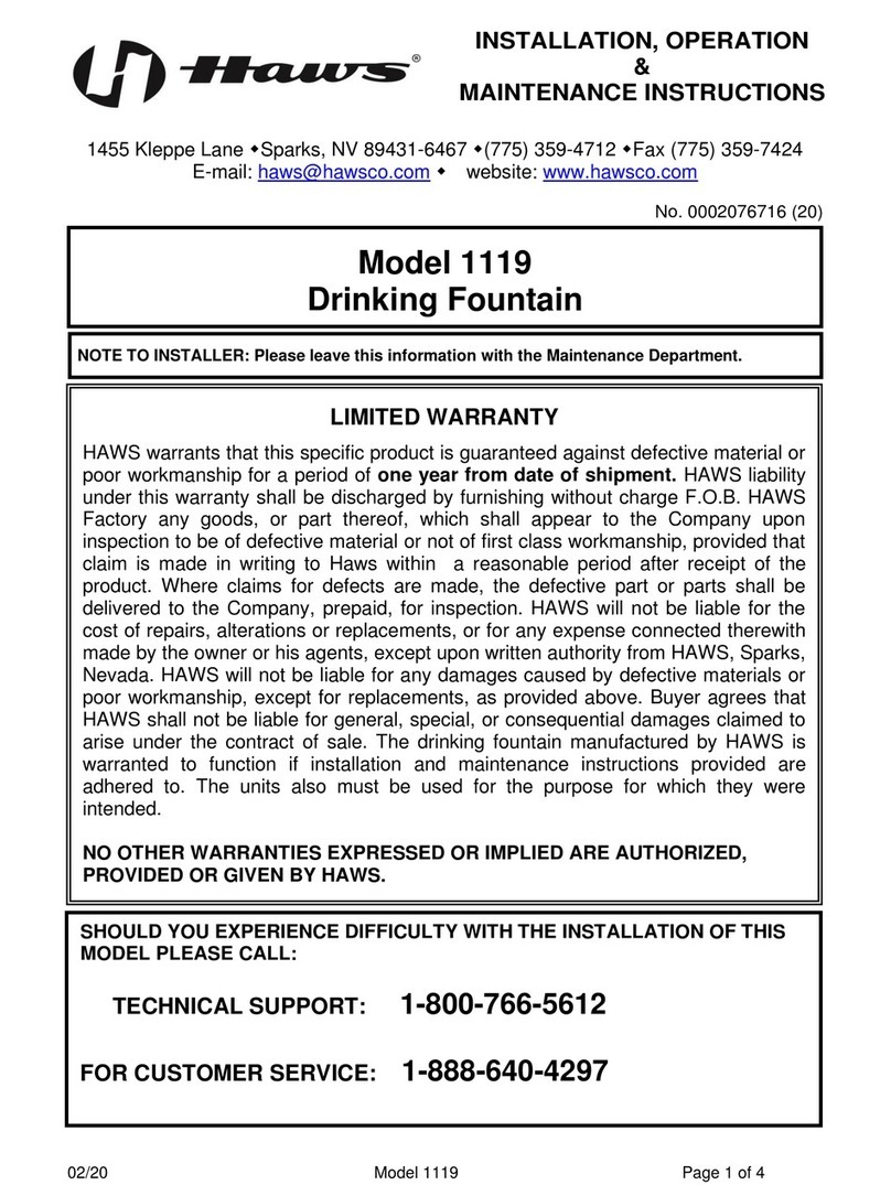 Haws 1119 Installation, operation & maintenance instructions