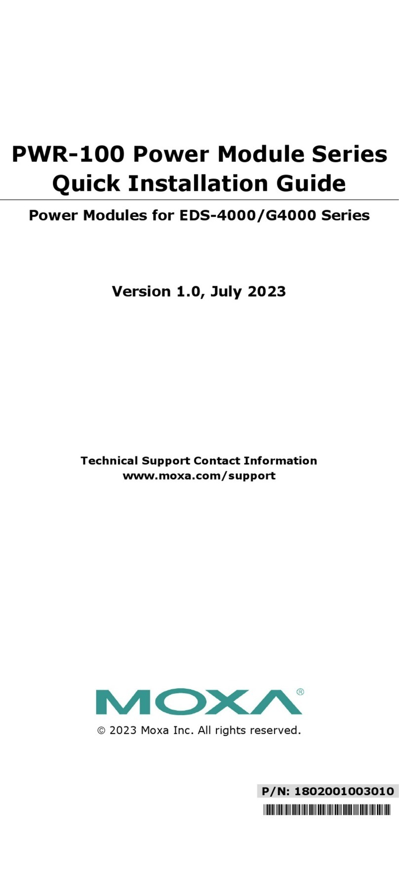 Moxa Technologies PWR-100 Series Quick installation guide