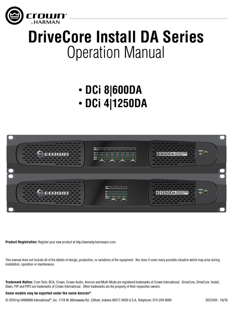 Harman crown DriveCore Install DA Series Operation manual