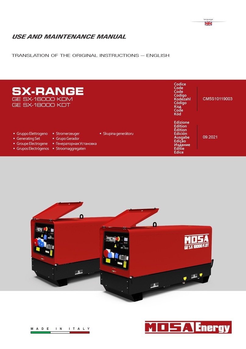 Mosa GE SX-16000 KDM Use and maintenance manual