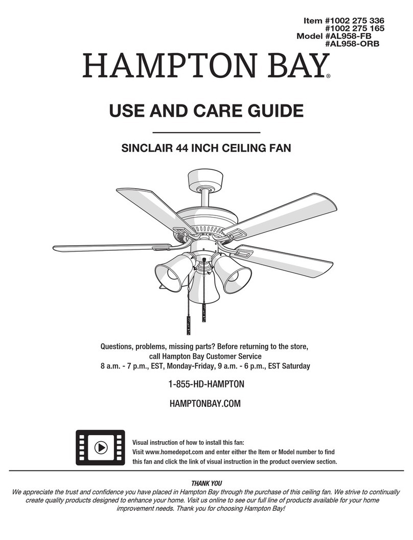 HAMPTON BAY AL958-FB Use and care guide