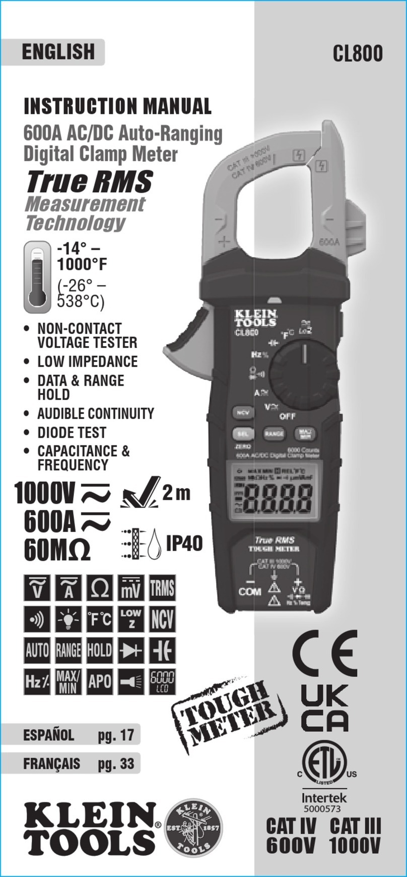 Klein Tools CL800 instruction manual