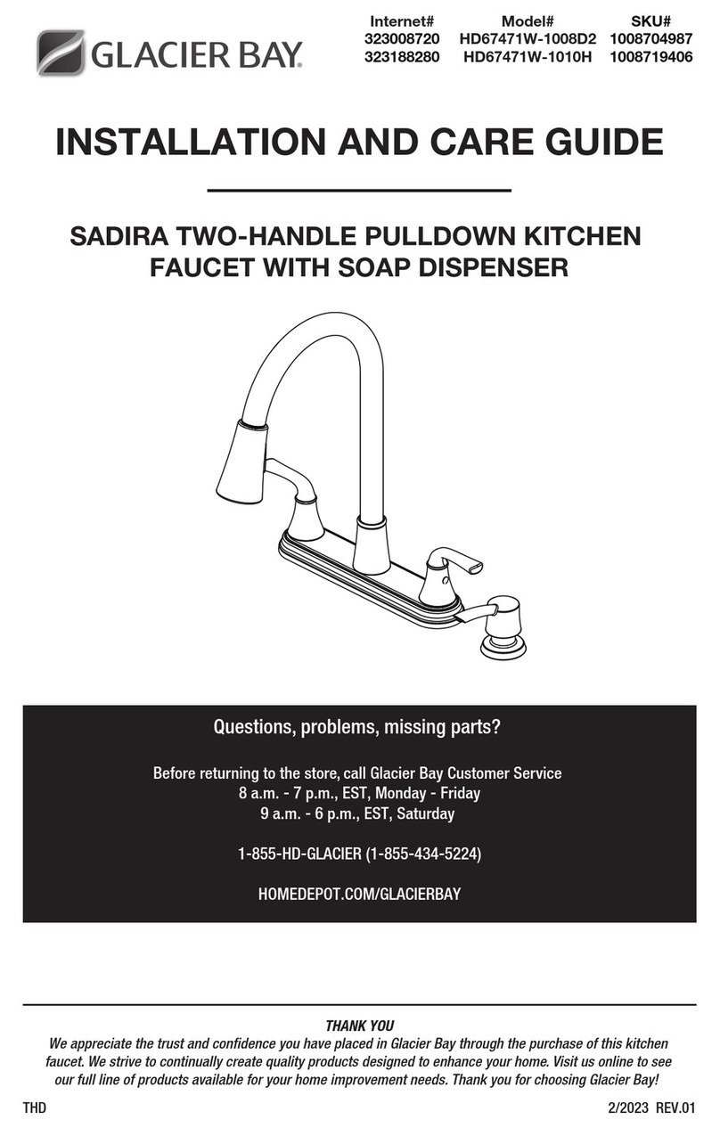 Glacier bay SADIRA HD67471W-1008D2 Installation and care guide