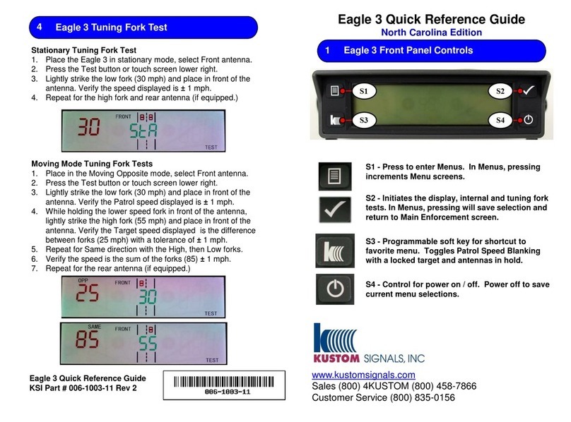 Kustom Signals Eagle 3 North Carolina Quick reference guide