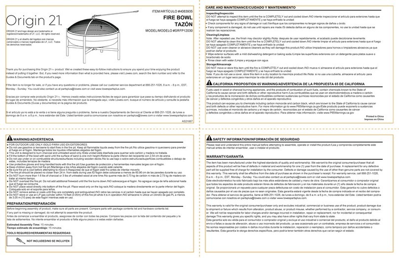 Origin 21 SRFP12030 User manual