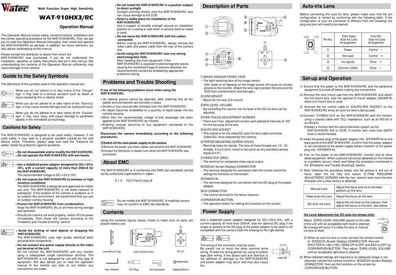 Watec WAT-910HX3/RC User manual Watec WAT-910HX3/RC User manual