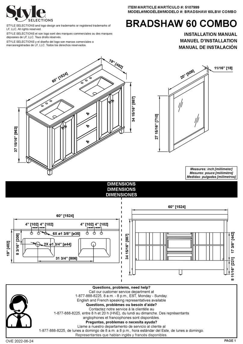 OVE Style SELECTIONS BRADSHAW 60 COMBO installation manual OVE Style SELECTIONS BRADSHAW 60 COMBO installation manual