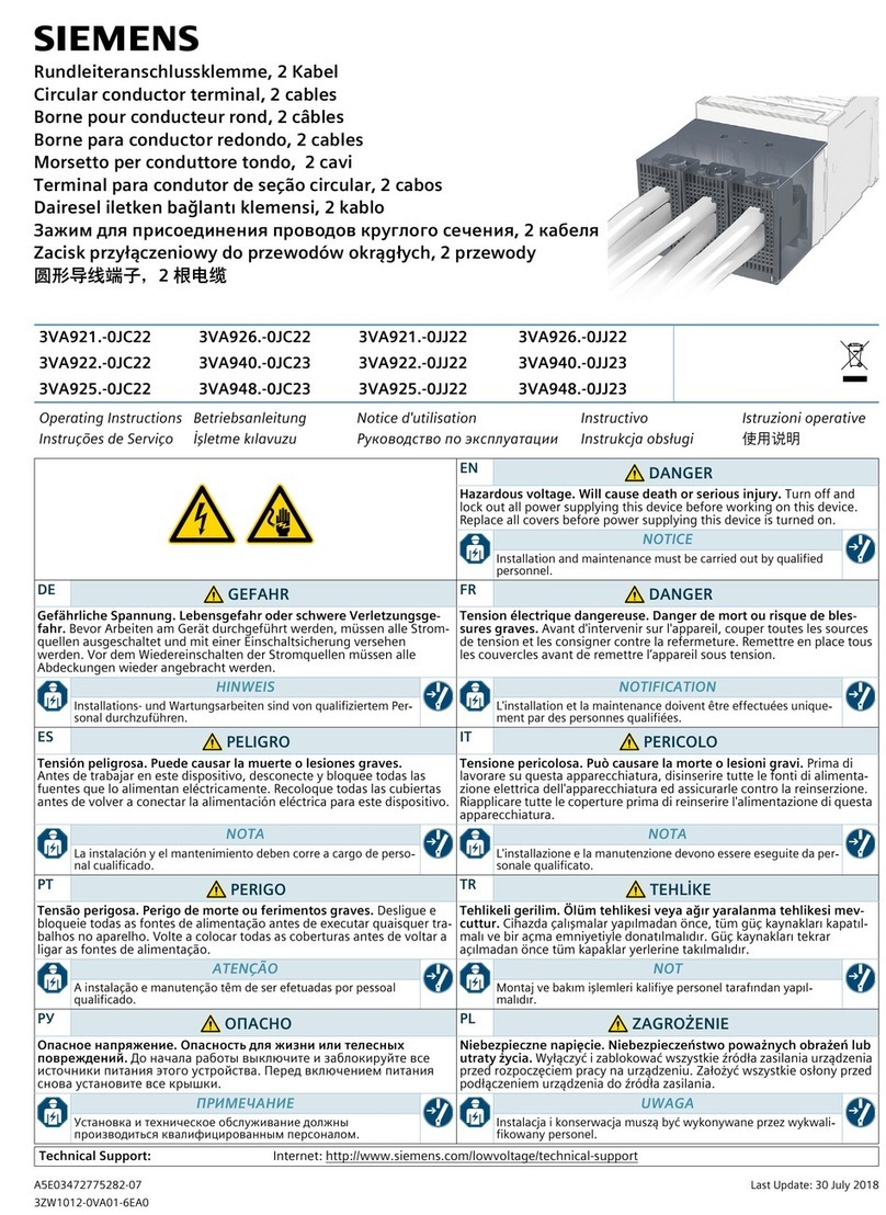 Siemens 3VA921-0JC22 Series operating instructions