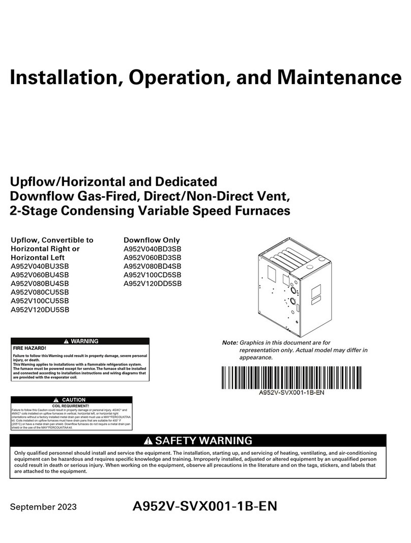 Trane A952V040BU3SB Installation and operating instructions