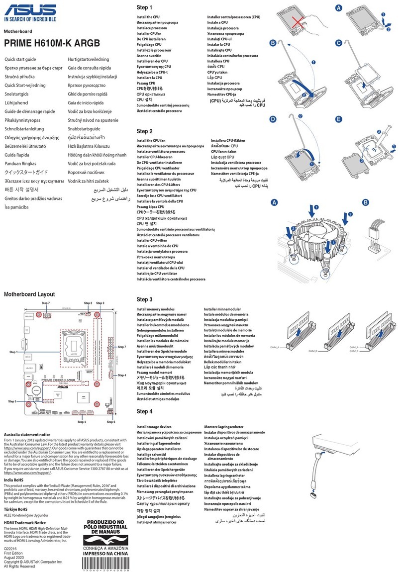 Asus PRIME H610M-K ARGB quick start guide