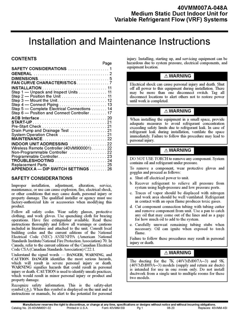 Carrier 40VMM007A 3 Series Installation and maintenance instructions