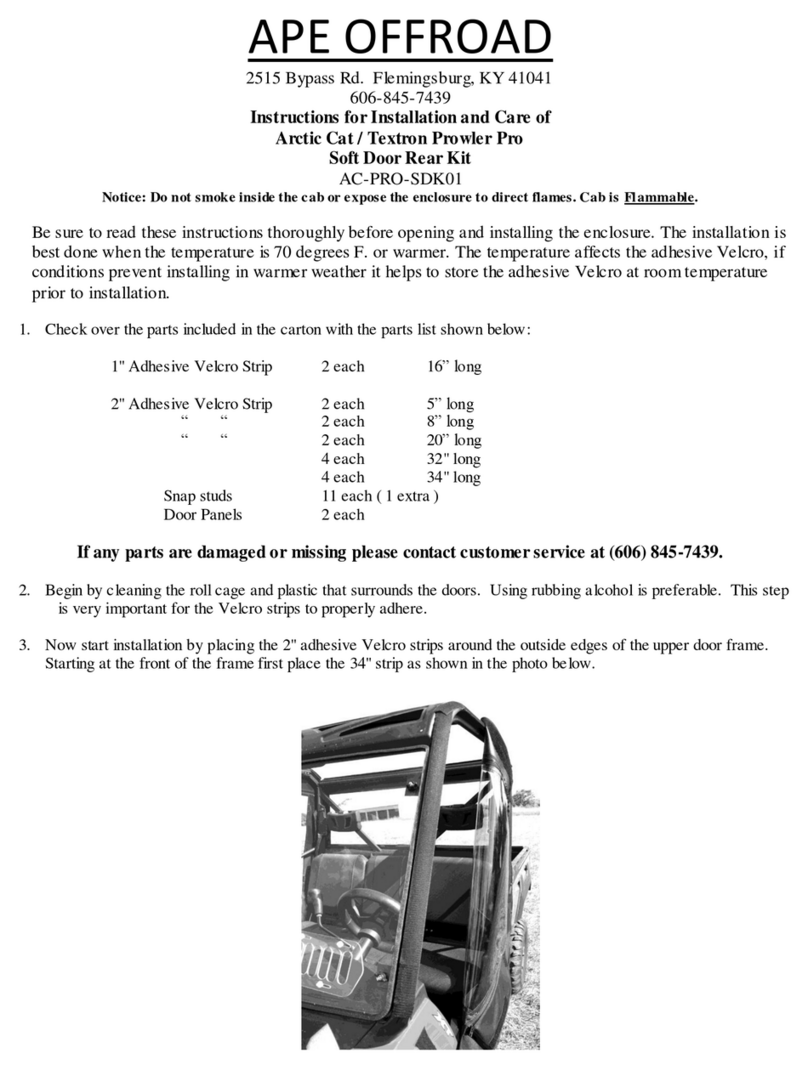 APE OFFROAD AC-PRO-SDK01 Instructions for Installation and Care