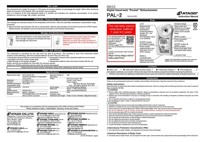ATAGO PAL-2 User manual