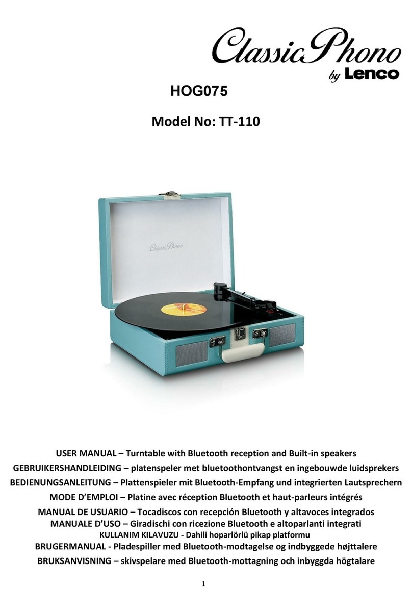 LENCO Classic Phono HOG075 user manual