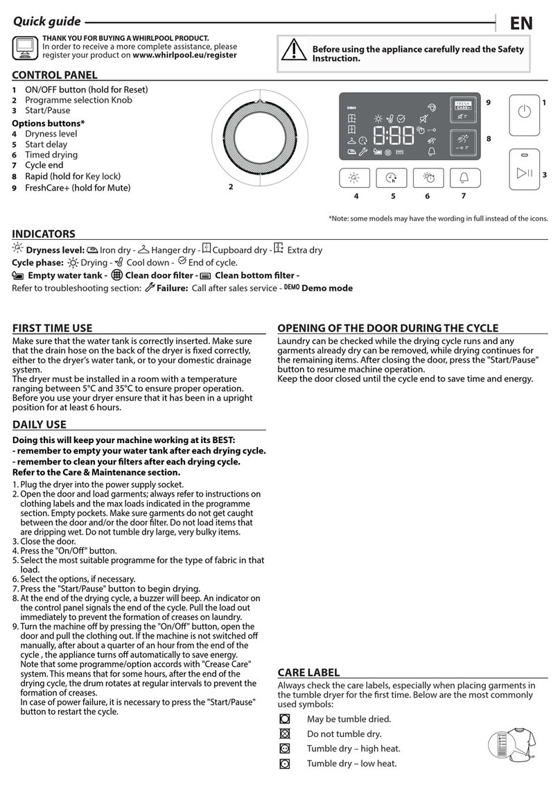 Whirlpool FFT M11 8X1WS GCC quick guide