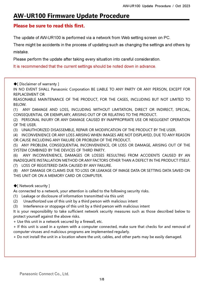 Panasonic AW-UR100 Use and care manual Panasonic AW-UR100 Use and care manual