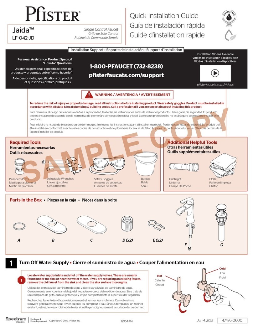 Pfister Jaida LF-042-JD Quick installation guide