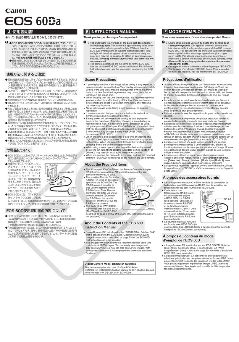 Canon EOS 60Da User manual Canon EOS 60Da User manual