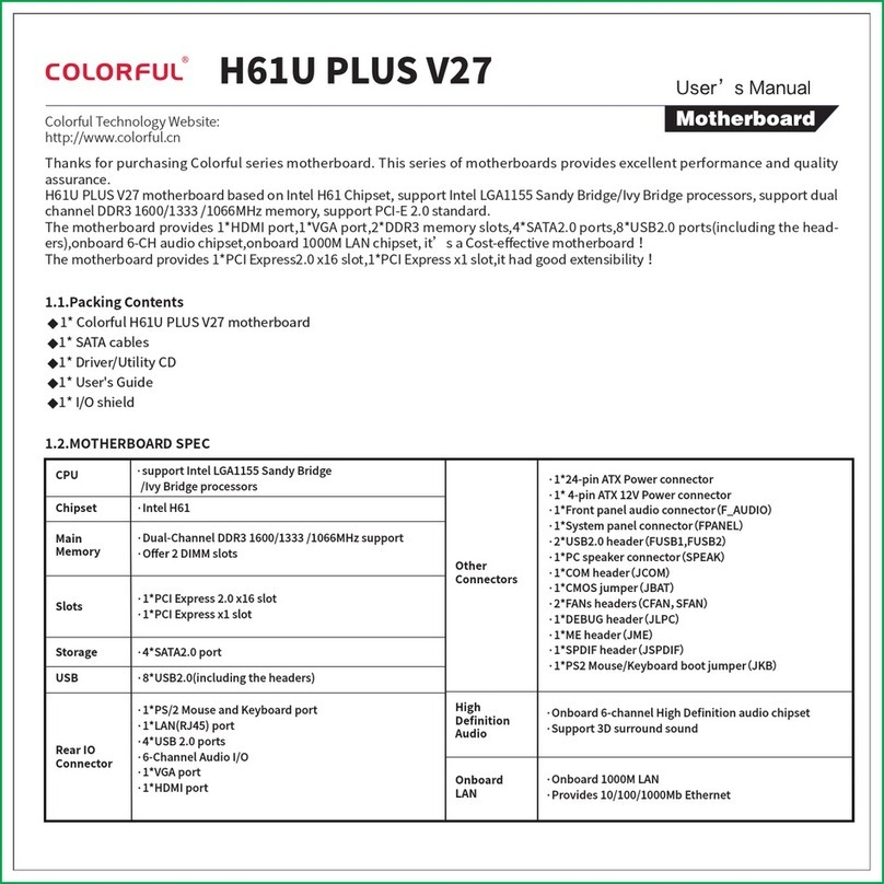 Colorful H61U PLUS V27 user manual