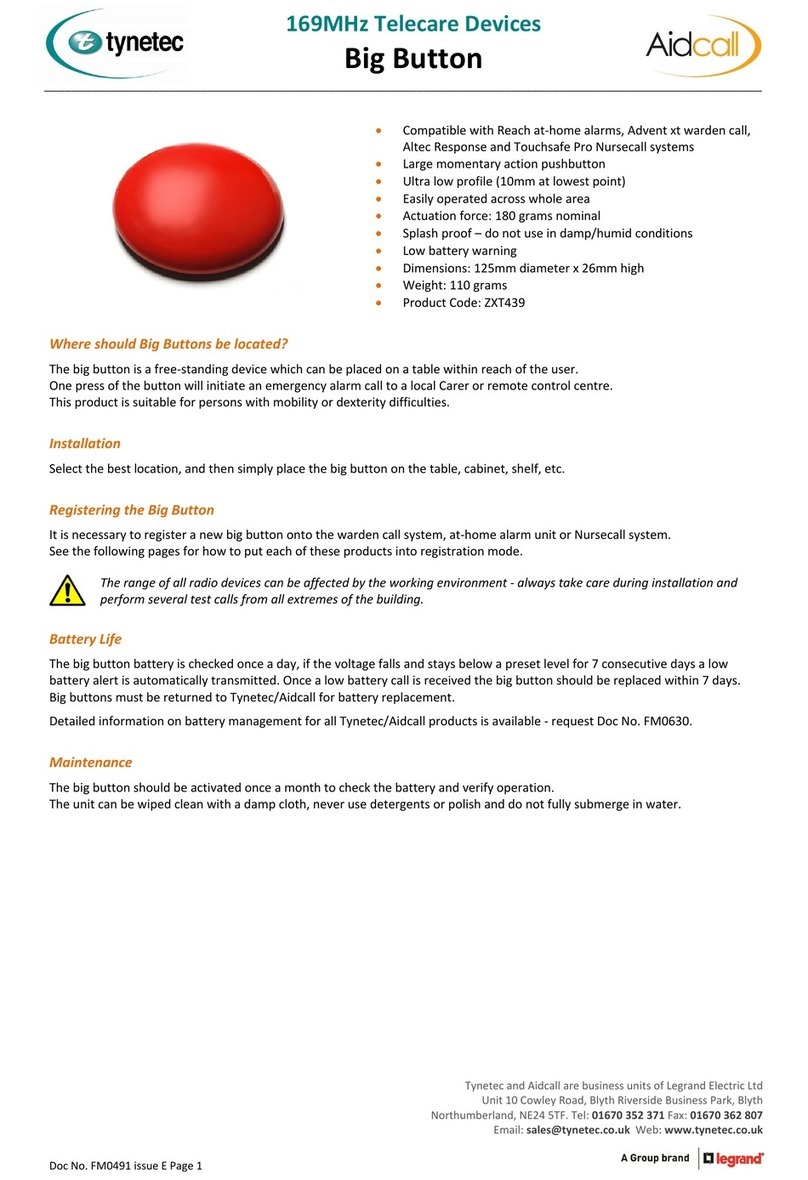 LEGRAND Tynetec Aidcall Big Button User manual