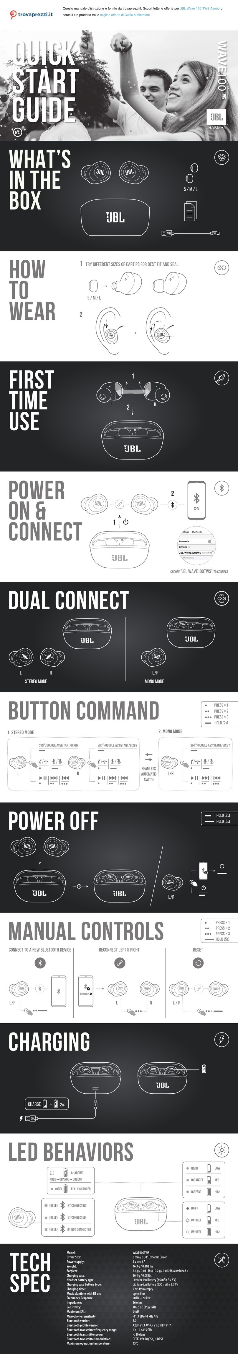 Harman JBL WAVE100TWS quick start guide