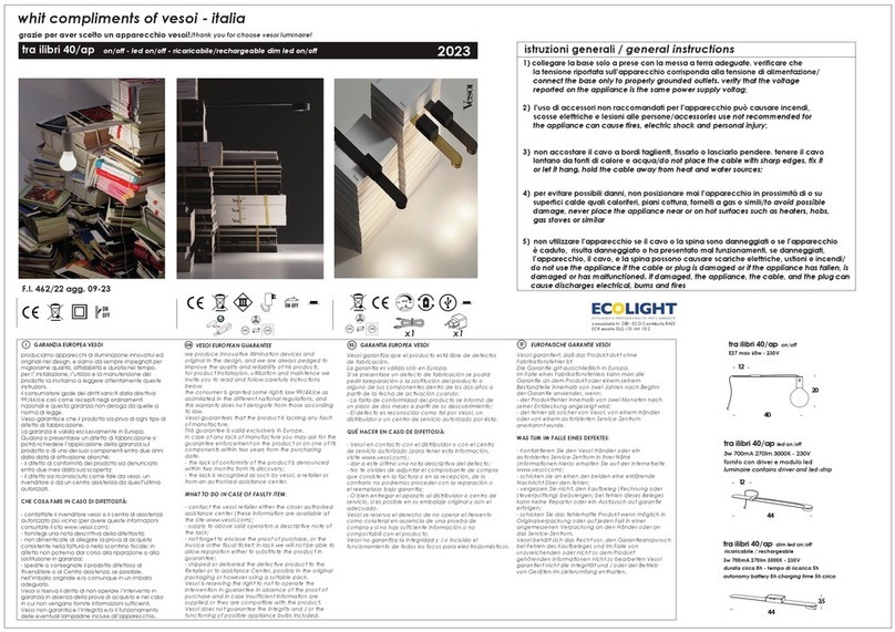 ecolight tra ilibri 40/ap quick start guide