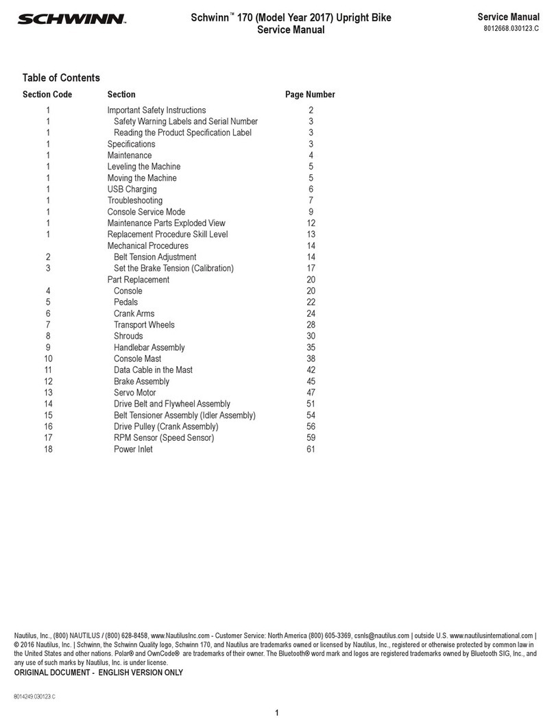 Schwinn 170 Journey 1.5 Service manual