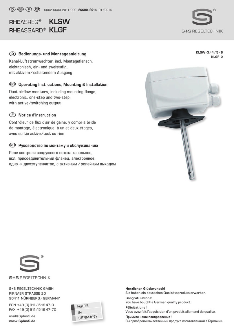S+S Regeltechnik RHEASREG KLSW-3 Operating Instructions, Mounting & Installation
