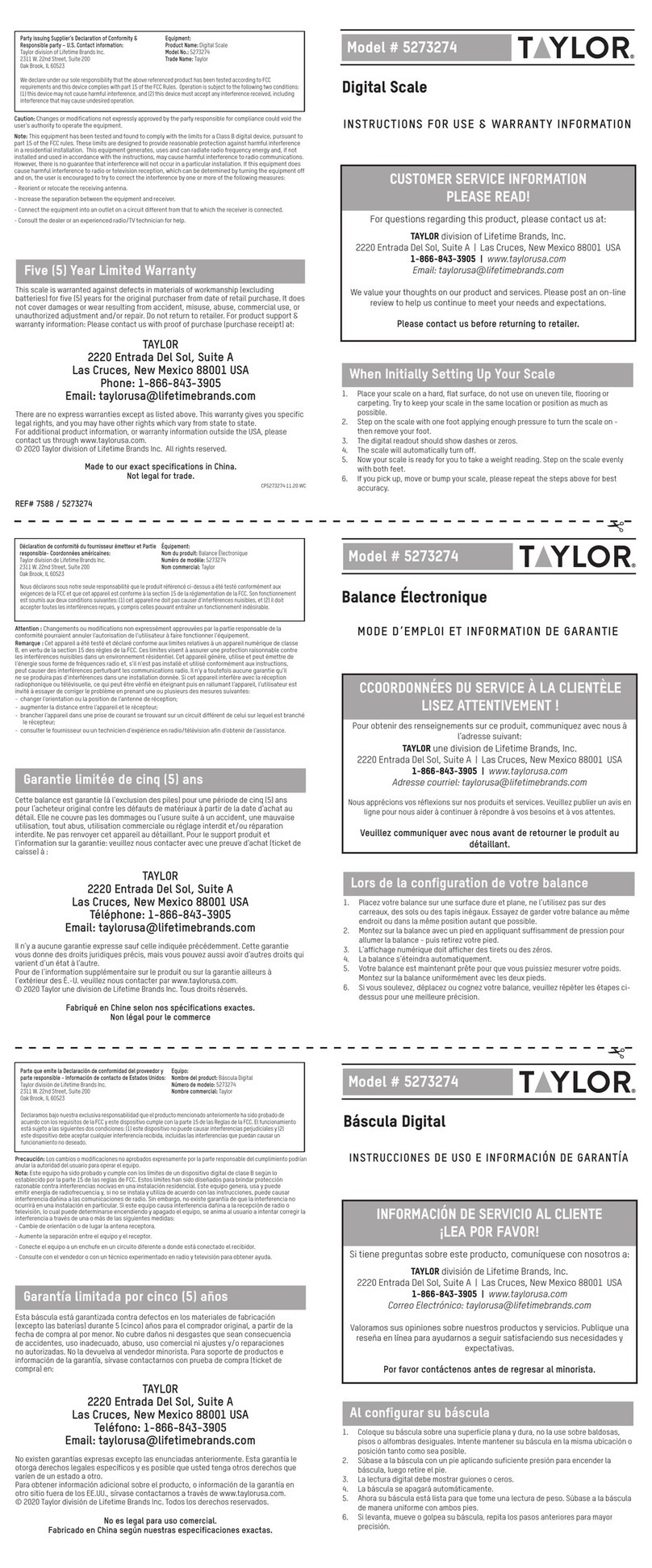 Taylor 5273274 Instruction Manual