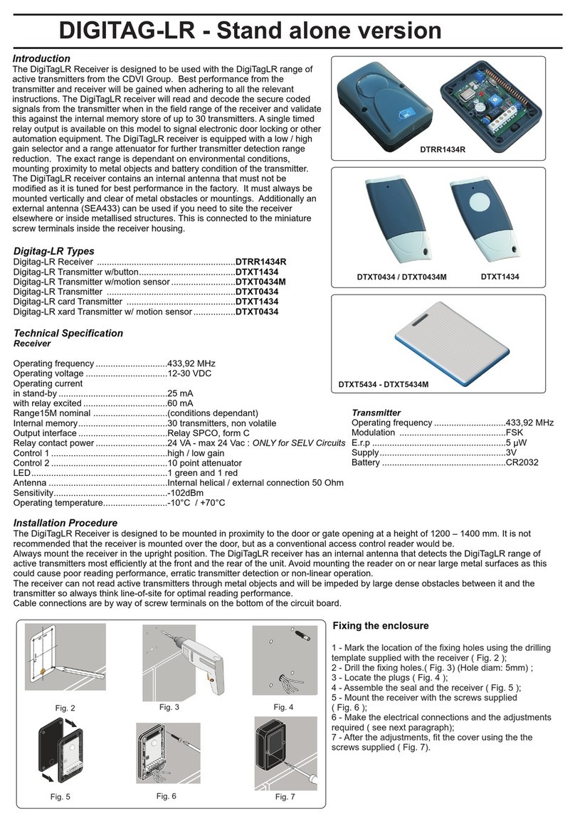 CDVI DIGITAG-LR DTRR1434R User manual