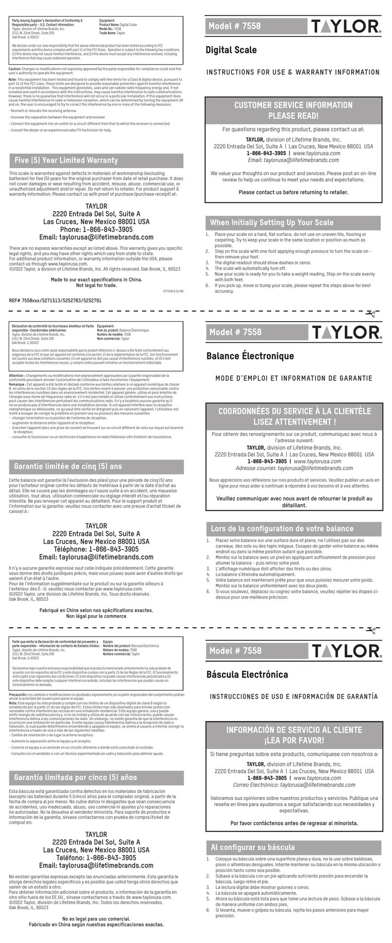 Taylor 7558 Instruction Manual