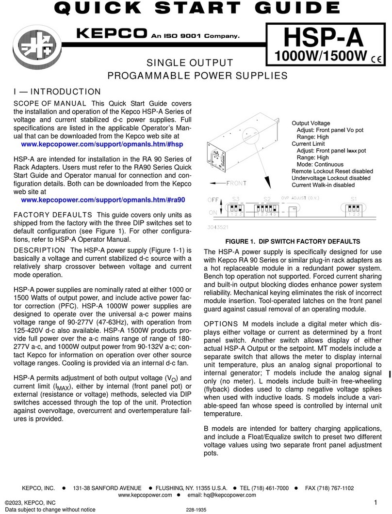 KEPCO HSP-A Series quick start guide