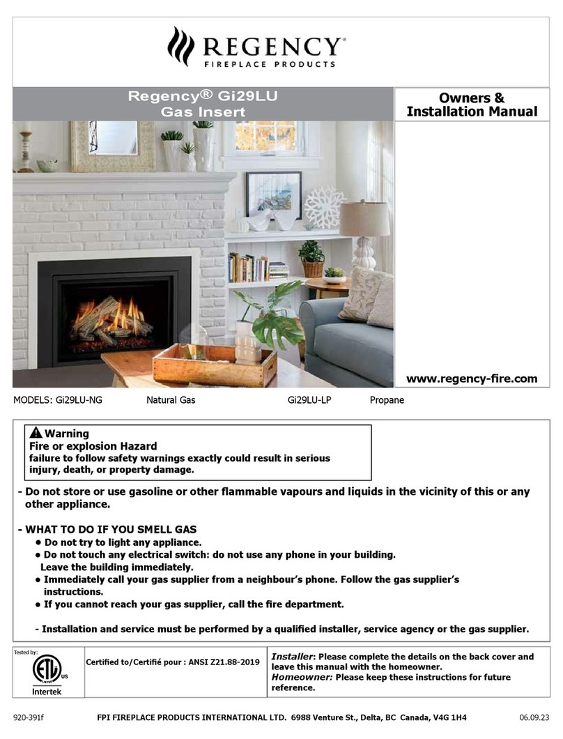 Regency Fireplace Products Regency Gi29LU Quick start guide Regency Fireplace Products Regency Gi29LU Quick start guide