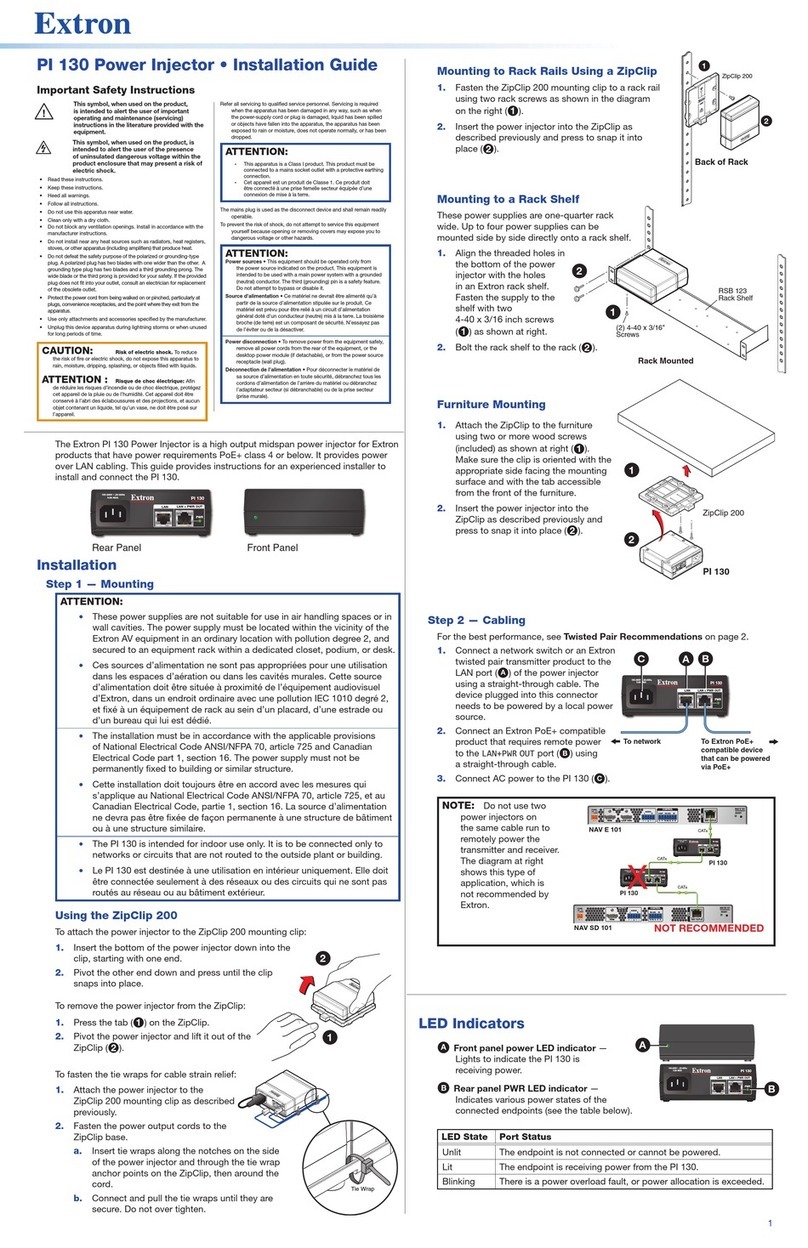 Extron electronics PI 130 installation guide